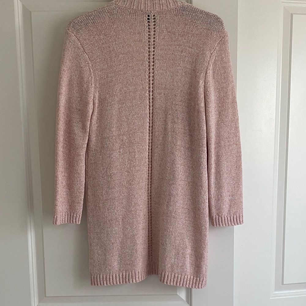 Talbots Light Pink Open-Front Knit Cardigan - Picture 2 of 8